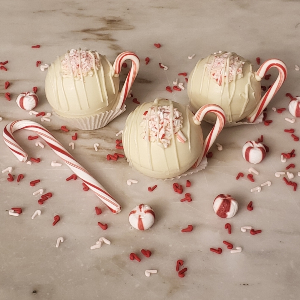 3 Peppermint flavor hot chocolate bombs